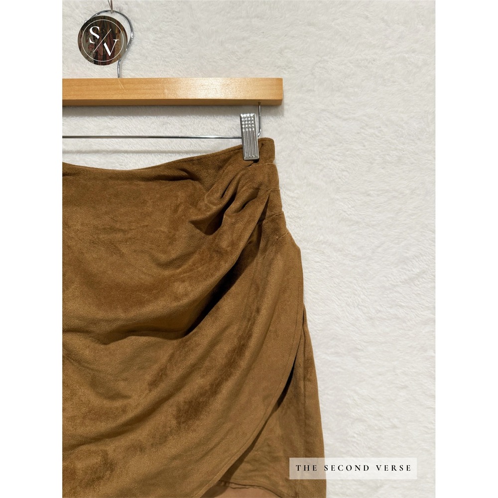 Abercrombie & Fitch Vegan Suede Mini Skirt Wrap Western Boho Size Medium - Picture 3 of 10